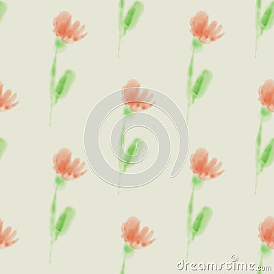 Seamless pattern with watercolor flowers for countryside theme Vector Illustration