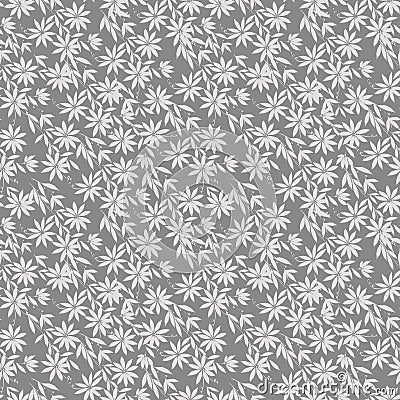 Seamless pattern watercolor illustration, curly gray silhouette of Clematis flowers on a dark gray background. Cartoon Illustration