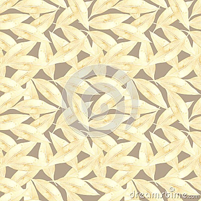 Seamless pattern with watercolor laves illustrations on beige backdrop. Cartoon Illustration