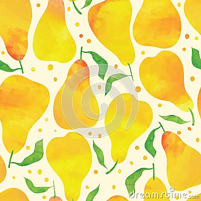 Seamless pattern with watercolor pears Vector Illustration