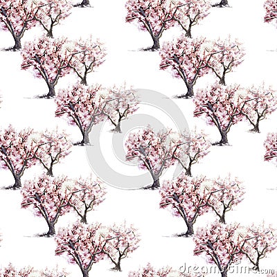 Sakura trees pattern Stock Photo