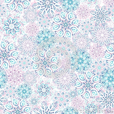 Seamless pattern with watercolor snowflakes Stock Photo