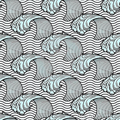 Seamless pattern with waves Vector Illustration