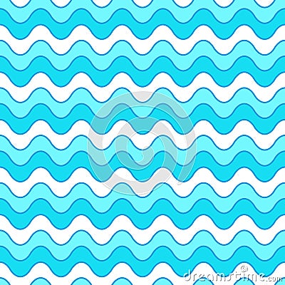 Seamless pattern from waves of various shades of blue Vector Illustration