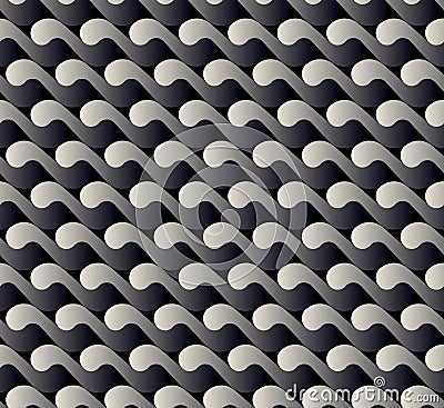 Seamless pattern with waves yin yang black white Stock Photo