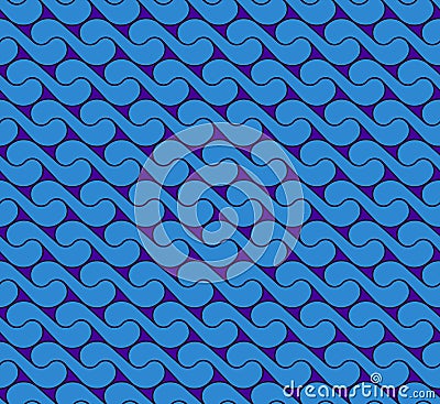 Seamless pattern with waves yin yang blue JPG Stock Photo