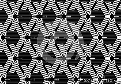 Vector hexagonal seamless pattern of weaved fiber. Vector Illustration