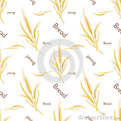 Seamless pattern of wheat and bread Vector Illustration