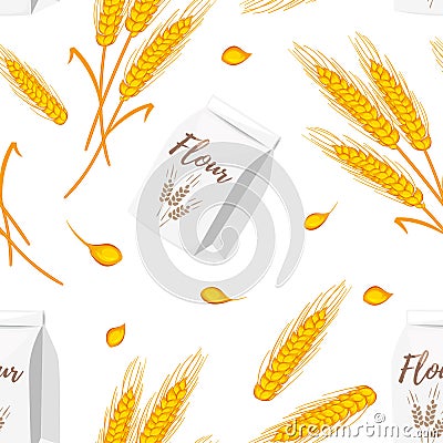 Seamless pattern with wheat cereals Vector Illustration