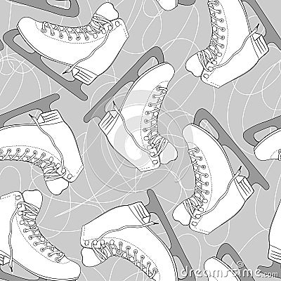 Seamless pattern with white figure skates. Vector Illustration