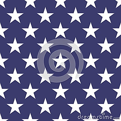 Seamless pattern of white five-pointed stars on blue background. Vector illustration Vector Illustration