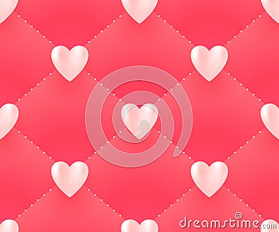 Seamless pattern with white hearts on a pink background for Valentine's Day. Vector Illustration. Vector Illustration