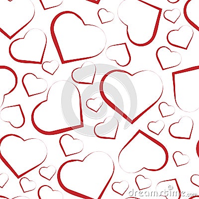 Seamless pattern with white hearts on red Vector Illustration