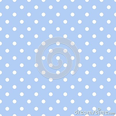 Seamless pattern white small polka dots on pastel blue background. Elegant print for fabric textile gift paper scrapbook wallpaper Vector Illustration