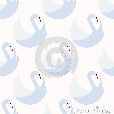 Seamless pattern with white swans in chessboard order Vector Illustration