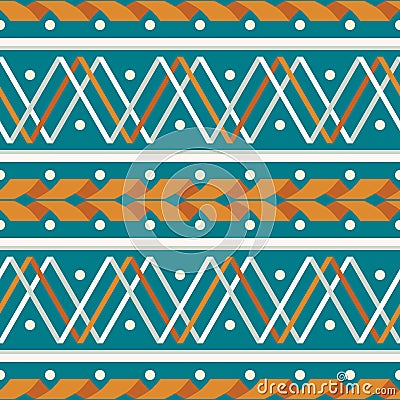 Seamless pattern of wide stripes with serpentine, zigzag and dot Vector Illustration