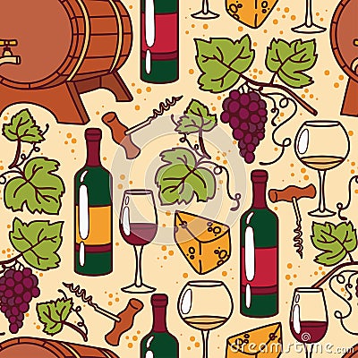 Seamless pattern for wine and winemaking Vector Illustration