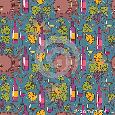 Seamless pattern for wine and winemaking Vector Illustration