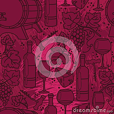 Seamless pattern for wine and winemaking Vector Illustration