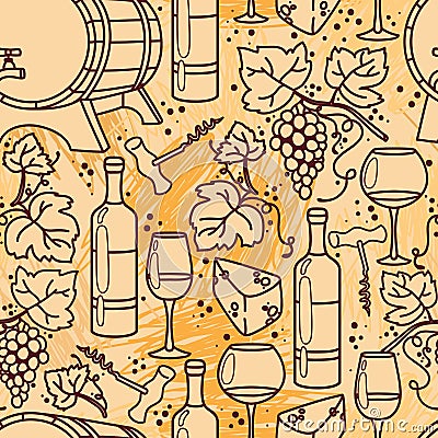 Seamless pattern for wine and winemaking Vector Illustration