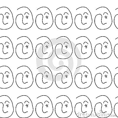 Seamless pattern witn linear art. Continuous line. Modern outine design Vector Illustration