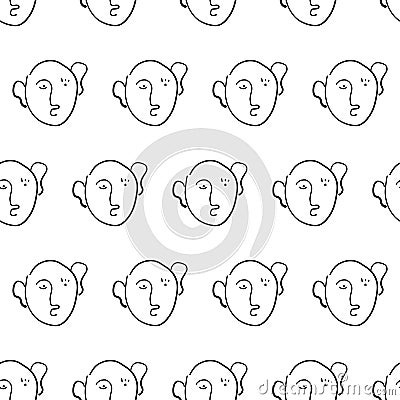 Seamless pattern witn linear art. Continuous line. Modern outine design Vector Illustration