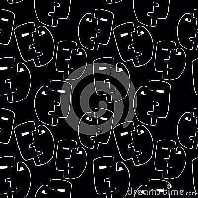 Seamless pattern witn linear art. Continuous line. Modern outine design Vector Illustration