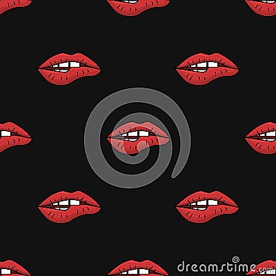 Seamless pattern with womens lips Vector Illustration