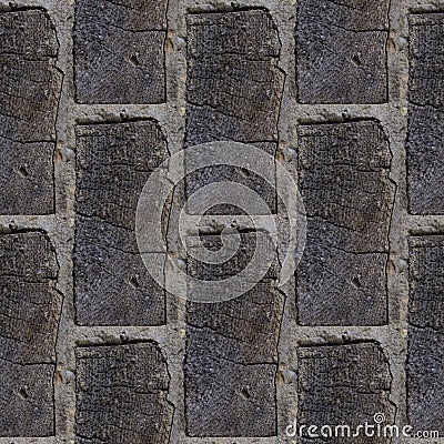Seamless pattern of wooden bricks wall Stock Photo