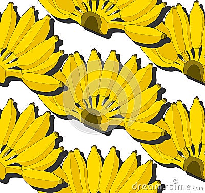 Seamless pattern yellow banana on white background. Summer fruit. Vector Illustration