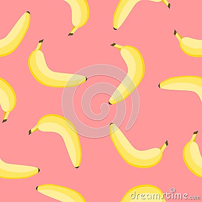 Seamless pattern with yellow bananas. Flat style Stock Photo