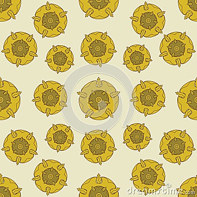 Seamless pattern of yellow fantasy flowers. Vector Illustration