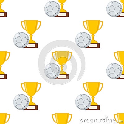 Trophy Cup and Futsal Ball Seamless Vector Illustration