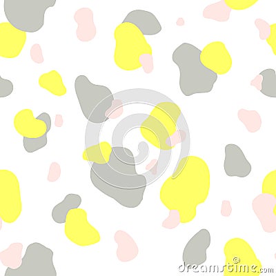 Seamless pattern of yellow, gray and pink spots Vector Illustration