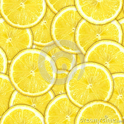 Seamless pattern of yellow lemon slices Stock Photo