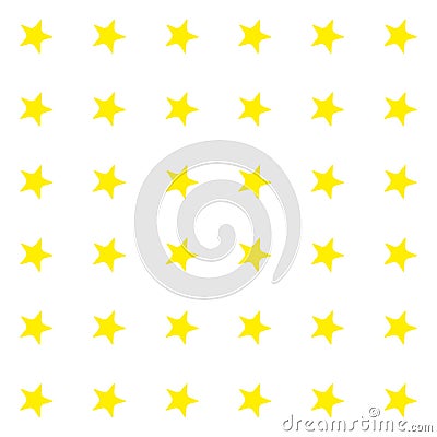 Seamless pattern with yellow stars that are neatly aligned in rows on a white background. Simple solid pattern for Vector Illustration
