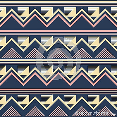 Seamless pattern with zigzag, striped rectangles and triangles Vector Illustration