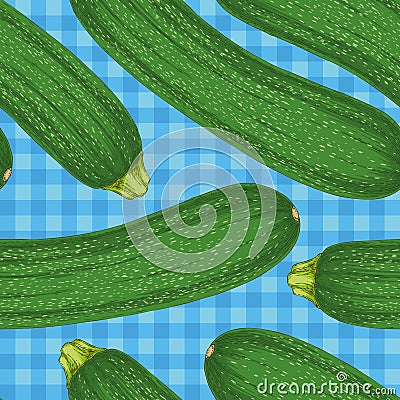 Seamless Pattern with Zucchini or Courgette Vector Illustration