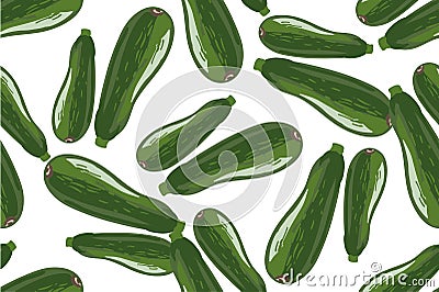 Seamless pattern with zucchini on a white background. Vector illustration on white Vector Illustration