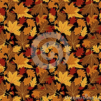 Seamless patterns with autumn leaves Vector Illustration