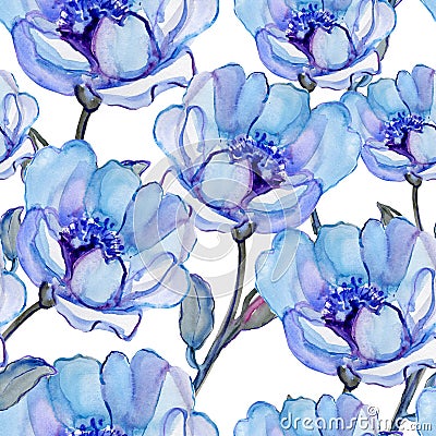 Seamless patterns with Beautiful flowers Cartoon Illustration