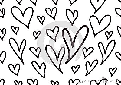 Seamless patterns with black and white hearts, Love background, heart shape vector, valentines day, texture, cloth, wedding, paper Vector Illustration