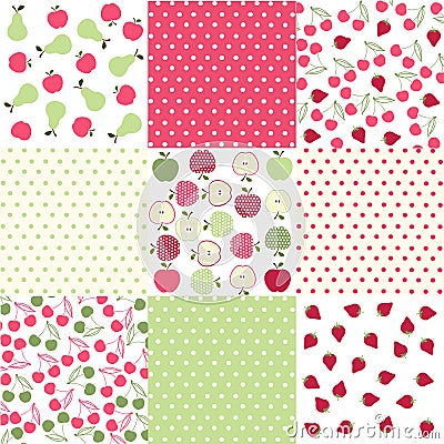 Seamless patterns with fabric texture Vector Illustration