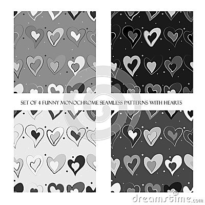 Seamless patterns with hearts Vector Illustration