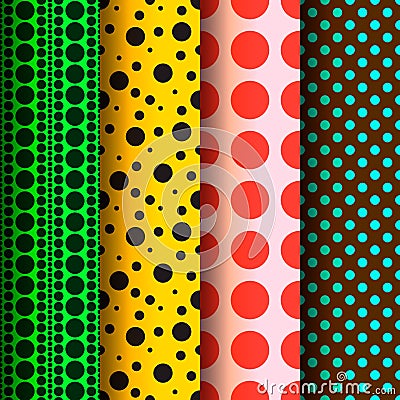 Seamless patterns, polka dots set Vector Illustration