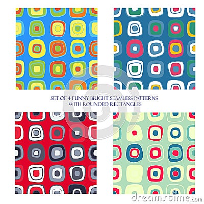 Seamless patterns with rounded rectangles Vector Illustration