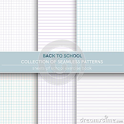 Seamless patterns of sheet of notebook Vector Illustration