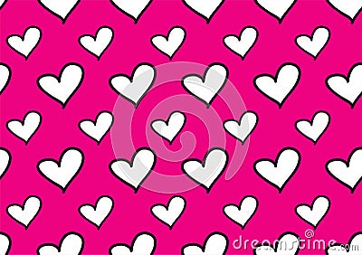 Seamless patterns with white hearts, Love background, heart shape vector, valentines day, texture, cloth, wedding Vector Illustration