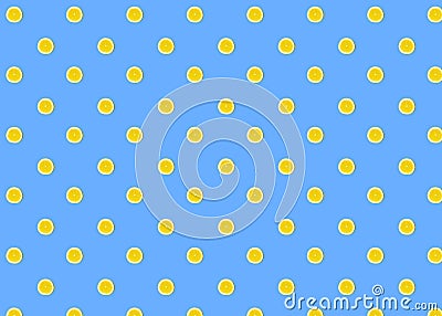 Seamless pattern of fresh lemon round cut on blue Stock Photo