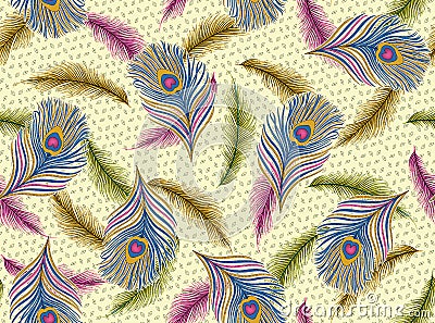 Seamless peacock feather pattern Stock Photo